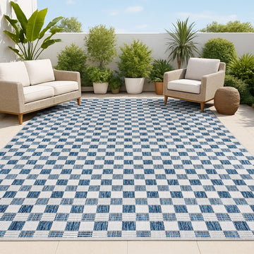 Aimee Traditional Cottage Checkerboard Indoor/Outdoor Area Rug
